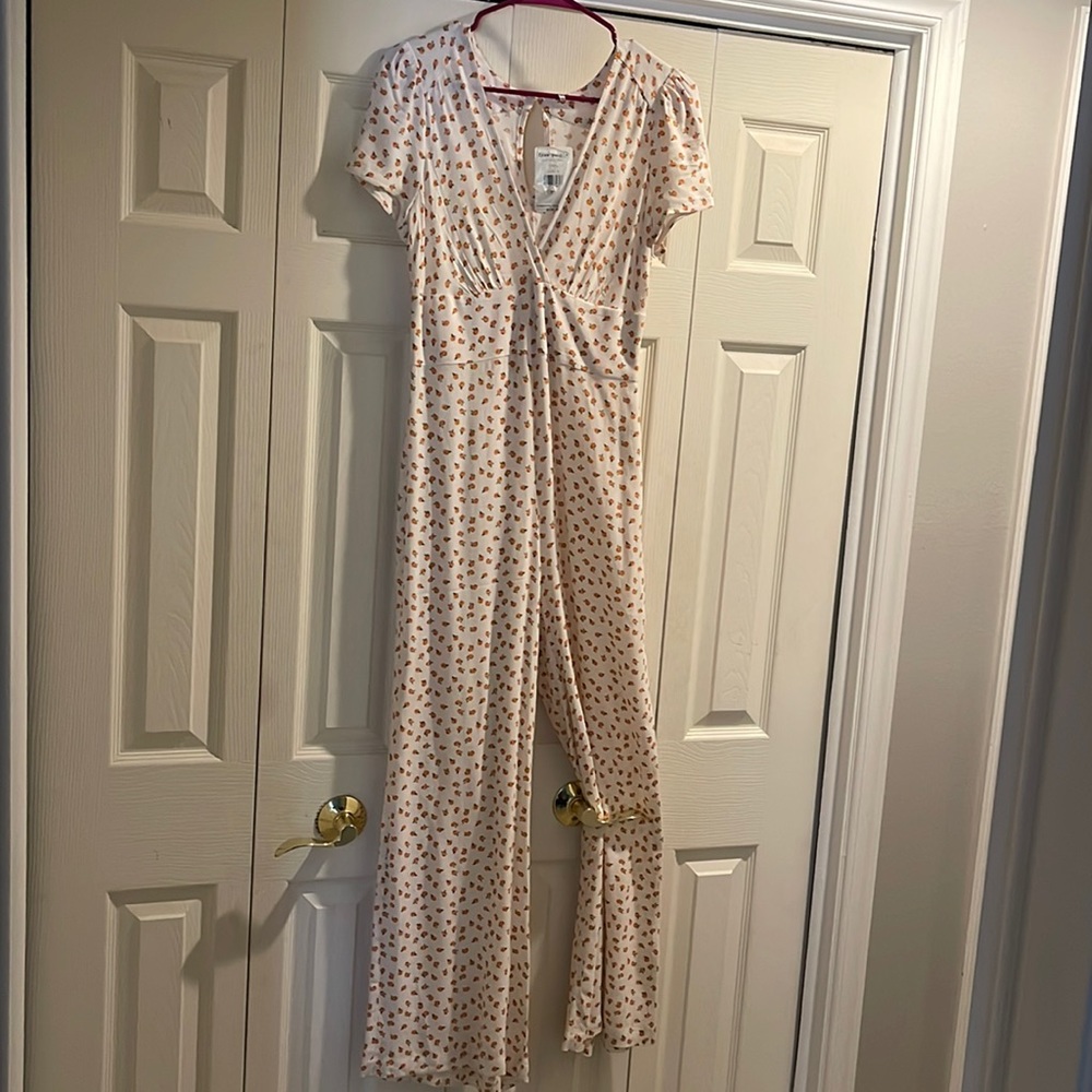 Free People Ivory jumpsuit ivory with peaches NWT